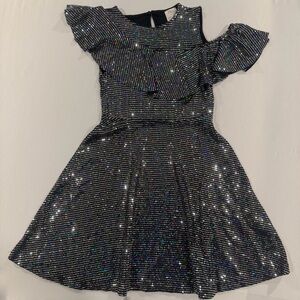 Zara Glittering Black Off-Shoulder Dress